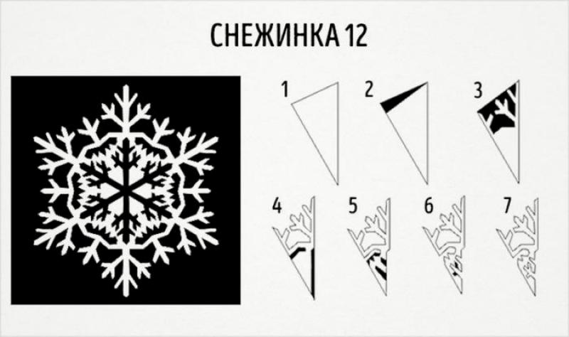 20 простых и красивых схем для вырезания снежинок